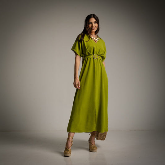Vestido Casual Verde Oliva Moda50
