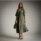 Vestido Holgado con Volantes Kaki 