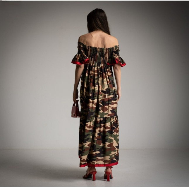 Vestido Ranchera Camuflaje Kaki ZARA