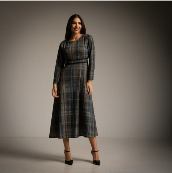 Vestido Tartan Kaki ZARA