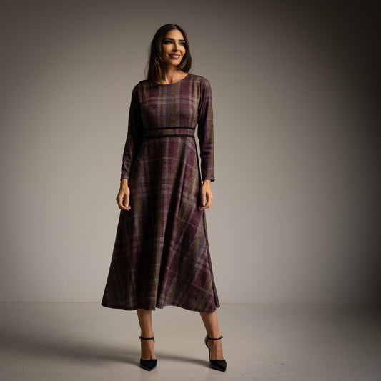 Vestido Tartan Morado ZARA