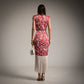 Vestido andaluz rojo con flecos y estampado floral Moda50