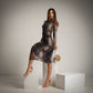 Vestido de Tul Animal Print Burgundy