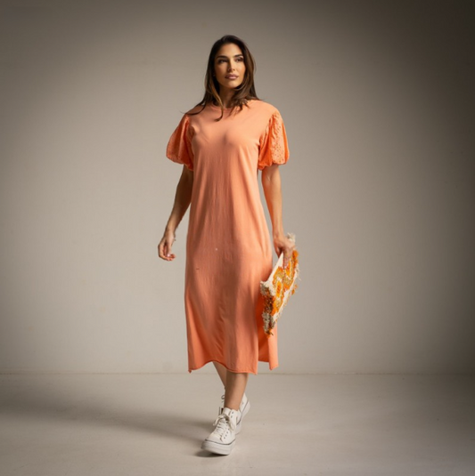 Vestido de algodon manga batista mandarina Moda50