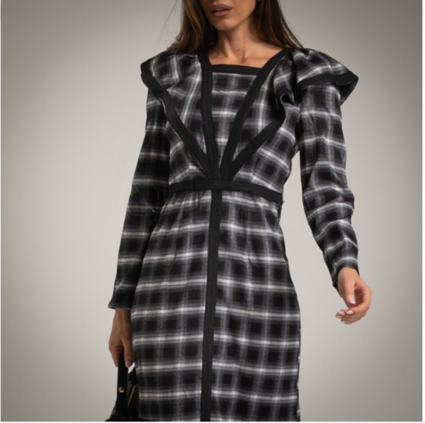 Vestido de cuadros blanco y negro