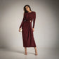 Vestido de fiesta drapeado burgundy