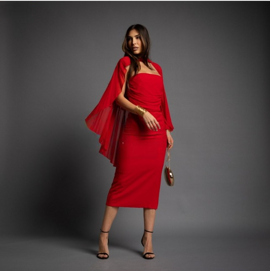 Vestido de fiesta rojo palabra de honor