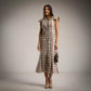 Vestido entallado estampado cuadros vichy beige