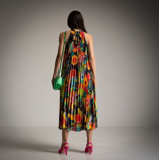 Vestido estampado cuello halter Chris Botti Shop