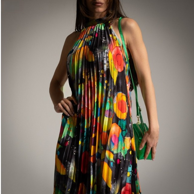 Vestido estampado cuello halter ZARA