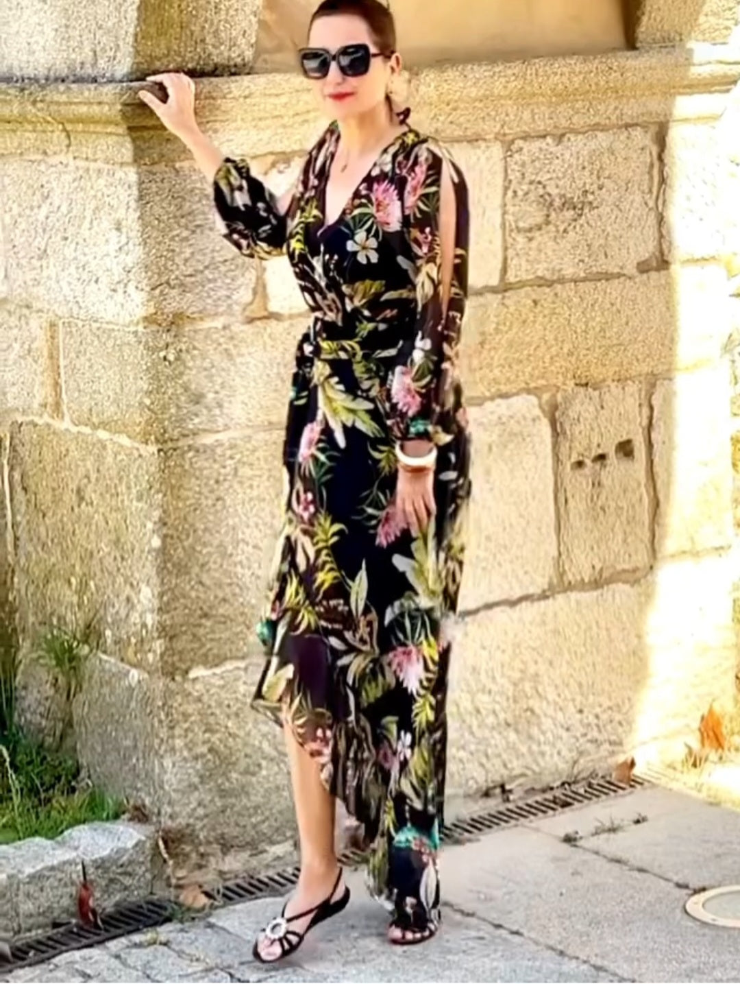 Vestido estampado de fiesta cris font