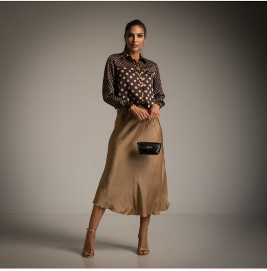 Falda Satinada Oro ZARA