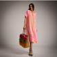 kaftan a rayas naranja y fucsia