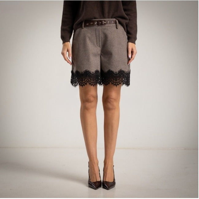 short lencero de espiga taupe