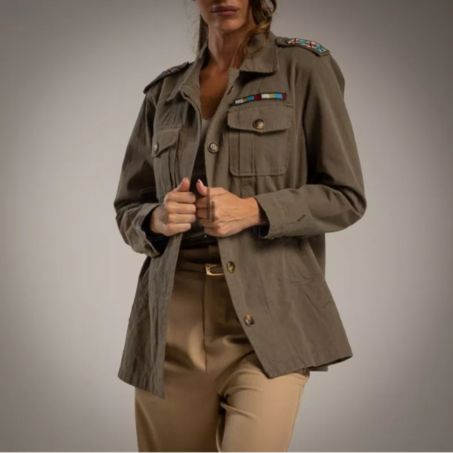 sobrecamisa militar caqui mujer