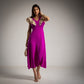 vestido tonos tierra con volantes buganvilla