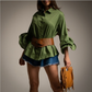 Camisa amplia kaki