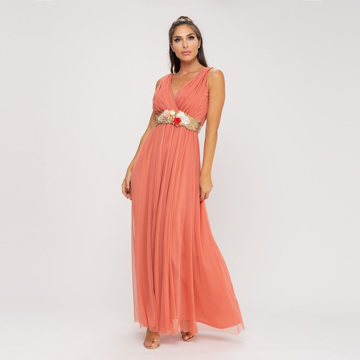 Vestido Romano Coral