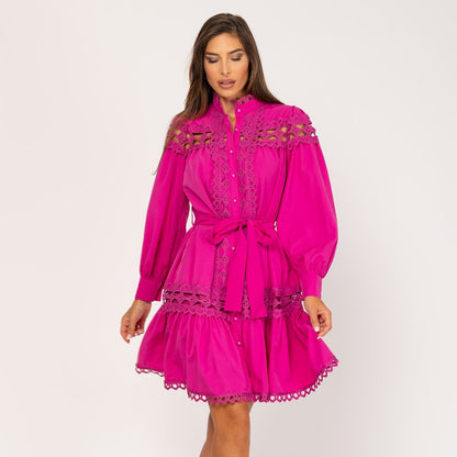 Vestido Calado Fucsia MANGO ZARA