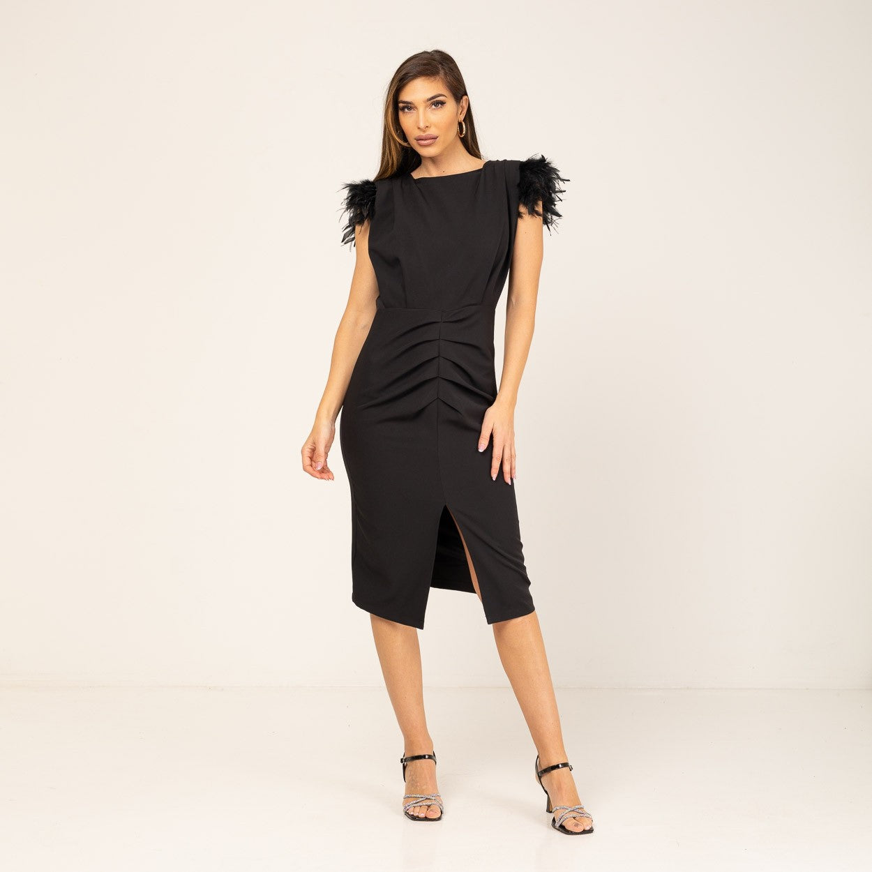 Vestido Plumas Negro