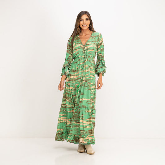 Vestido Boho Estampado Verde