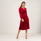 Vestido de fiesta de terciopelo rojo Moda50