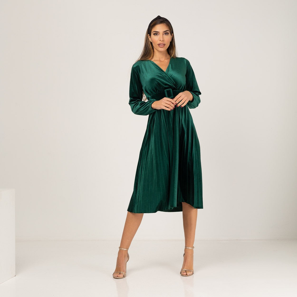 Vestido de fiesta de terciopelo verde